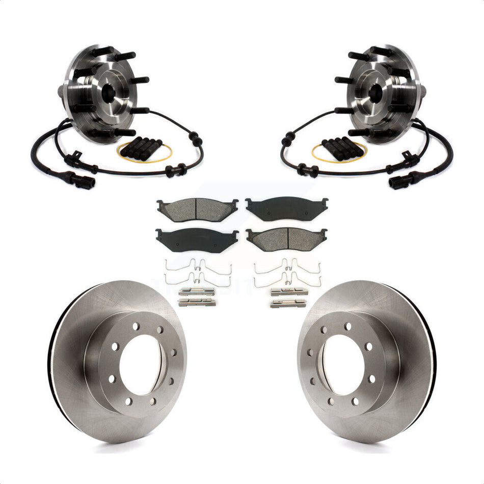 Front Hub Bearing Assembly With Disc Brake Rotors And Semi-Metallic Pads Kit For Ford F-550 Super Duty F-450 KBB-114117