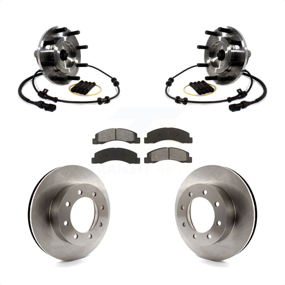 Front Hub Bearing Assembly With Disc Brake Rotors And Semi-Metallic Pads Kit For Ford F-250 Super Duty RWD KBB-114118
