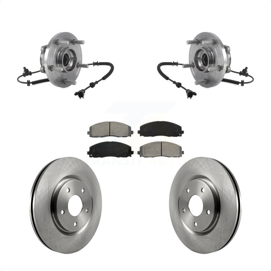 Front Hub Bearing Assembly With Disc Brake Rotors And Semi-Metallic Pads Kit For Chrysler Pacifica Voyager Grand Caravan KBB-114122