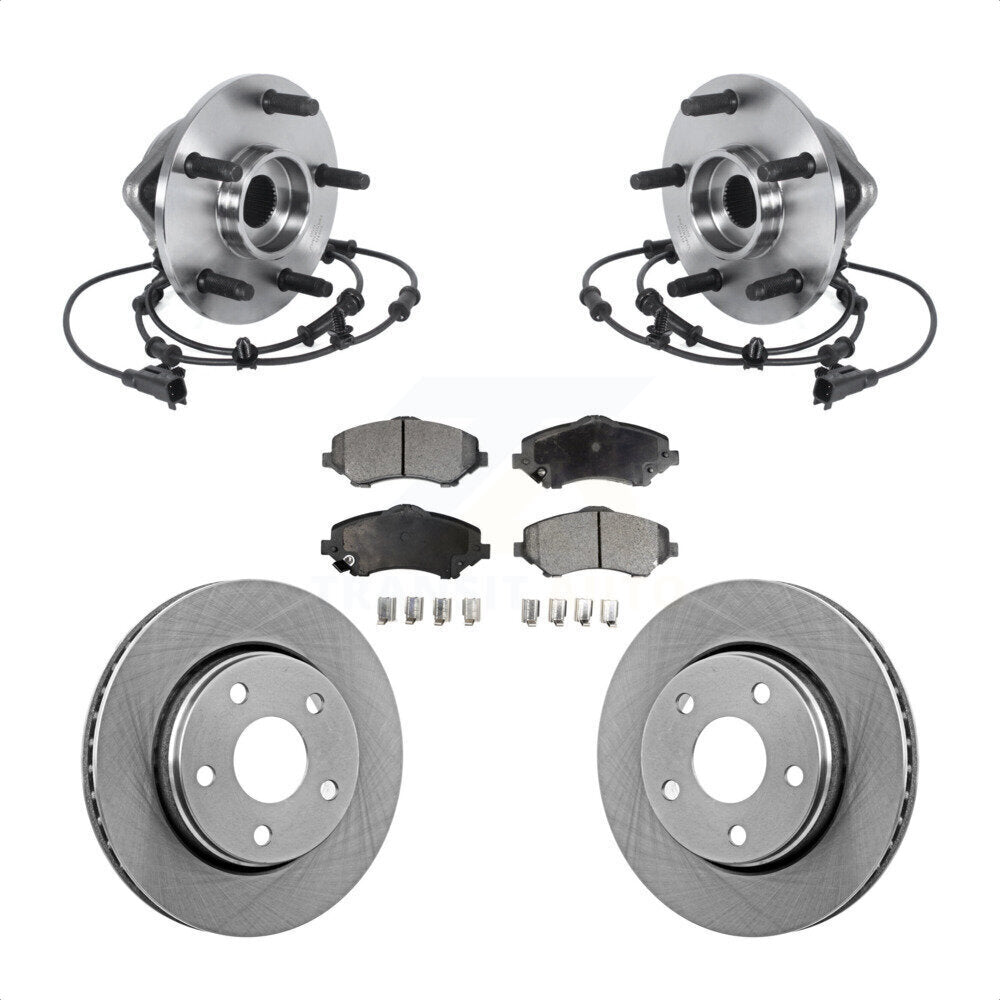 Front Hub Bearing Assembly Disc Brake Rotors And Ceramic Pads Kit For Jeep Wrangler KBB-114136