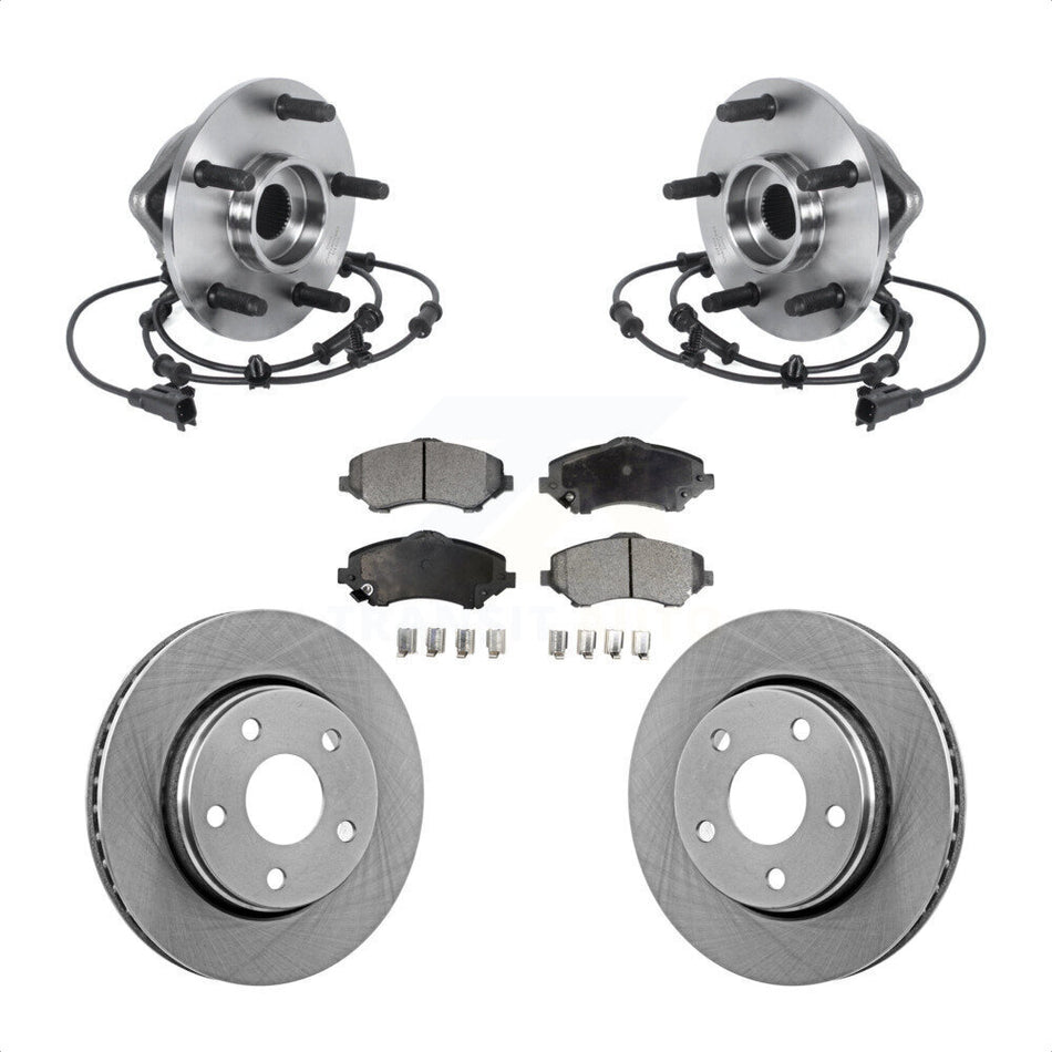 Front Hub Bearing Assembly Disc Brake Rotors And Ceramic Pads Kit For Jeep Wrangler KBB-114136
