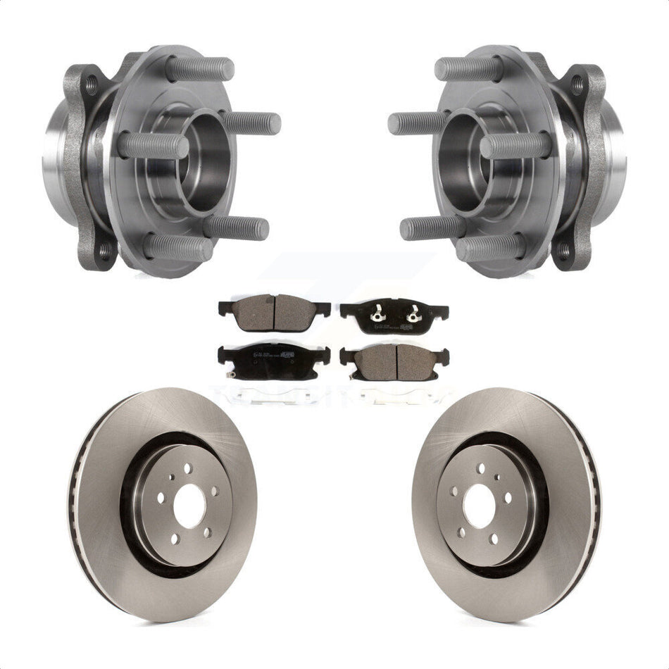 Front Hub Bearing Assembly With Disc Brake Rotors And Ceramic Pads Kit For Ford Fusion Lincoln MKZ Continental KBB-114143