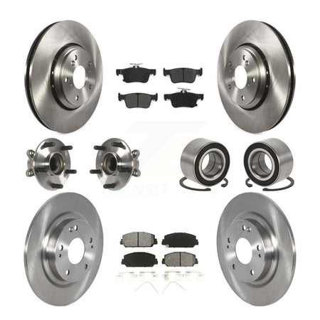Front Rear Hub Bearing Disc Brake Rotor And Semi-Metallic Pads Kit (10Pc) For Honda Civic KBB-114196