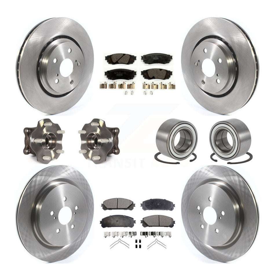 Front Rear Wheel Hub Bearings Assembly Disc Brake Rotors And Ceramic Pads Kit (10Pc) For 2016 Lexus RX350 AWD Excluding Vehicles Manufactured In Japan KBB-114202
