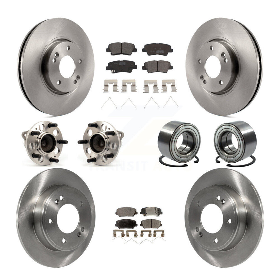 Front Rear Wheel Hub Bearings Assembly Disc Brake Rotors And Ceramic Pads Kit (10Pc) For Hyundai Veloster KBB-114208
