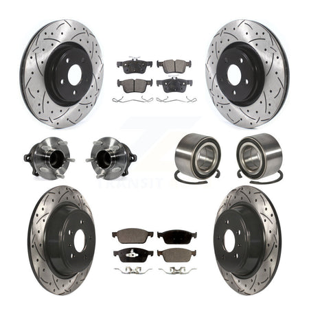 Front Rear Hub Bearing Coated Disc Brake Rotor And Ceramic Pad Kit (10Pc) For Lincoln MKC KBB-114262