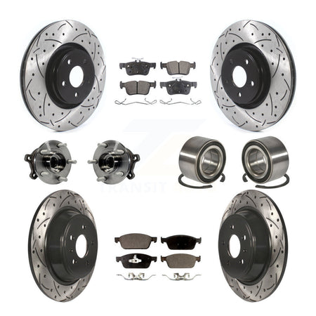 Front Rear Hub Bearing Coated Disc Brake Rotor And Ceramic Pad Kit (10Pc) For Lincoln MKC KBB-114263
