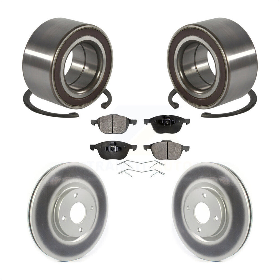 Front Wheel Bearing With Coated Disc Brake Rotors And Semi-Metallic Pads Kit For 2018-2021 Ford EcoSport FWD KBB-114295