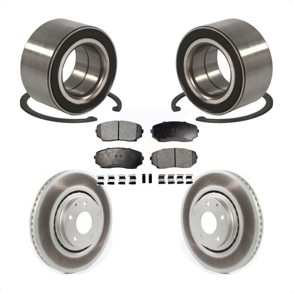 Front Wheel Bearing With Coated Disc Brake Rotors And Semi-Metallic Pads Kit For 2016-2018 Mazda CX-9 KBB-114296