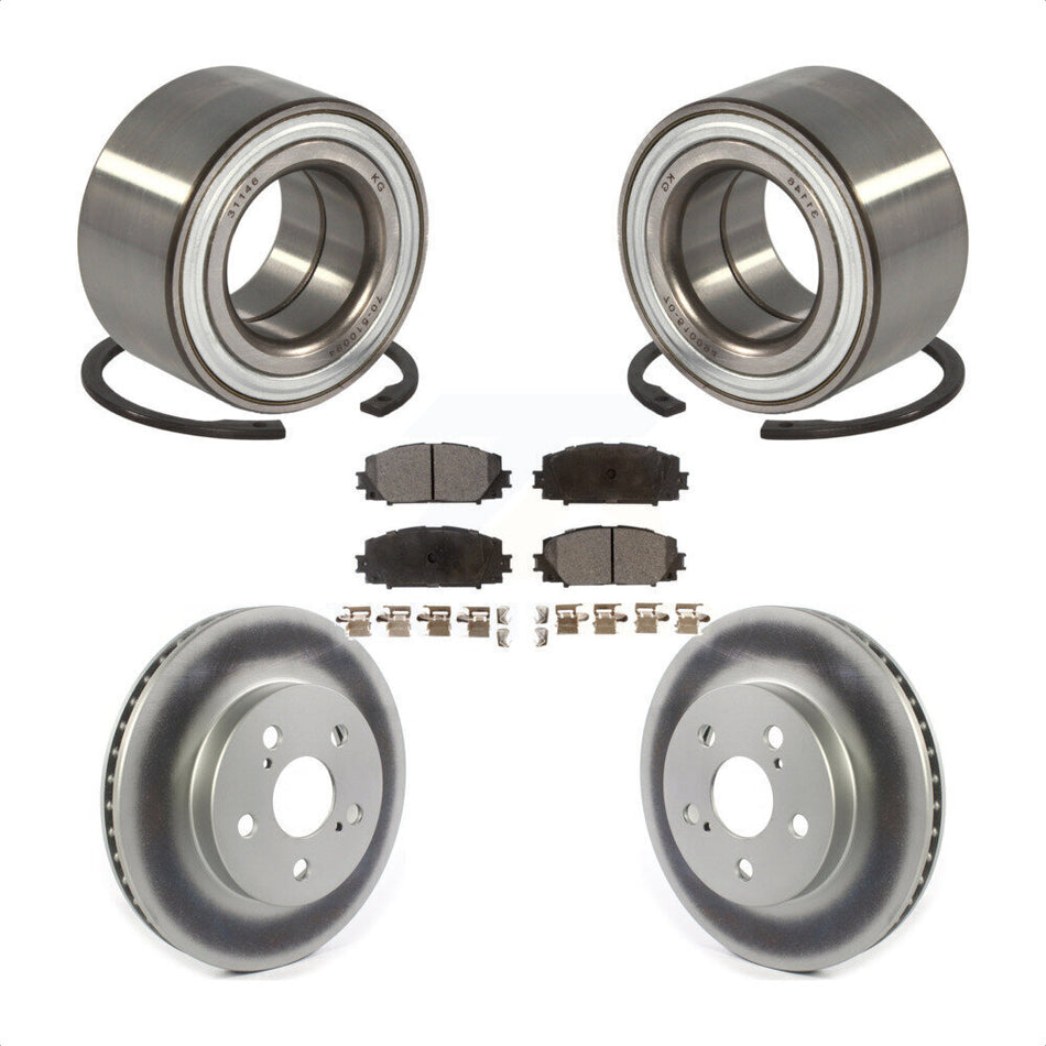 Front Wheel Bearing With Coated Disc Brake Rotors And Semi-Metallic Pads Kit For Toyota Prius Prime AWD-e KBB-114305