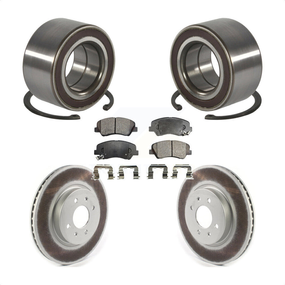 Front Wheel Bearing With Coated Disc Brake Rotors And Semi-Metallic Pads Kit For Kia Rio KBB-114311