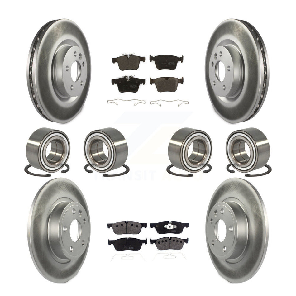 Front Rear Wheel Bearings Coated Disc Brake Rotors And Semi-Metallic Pads Kit (10Pc) For 2015-2017 Land Rover Discovery Sport KBB-114316