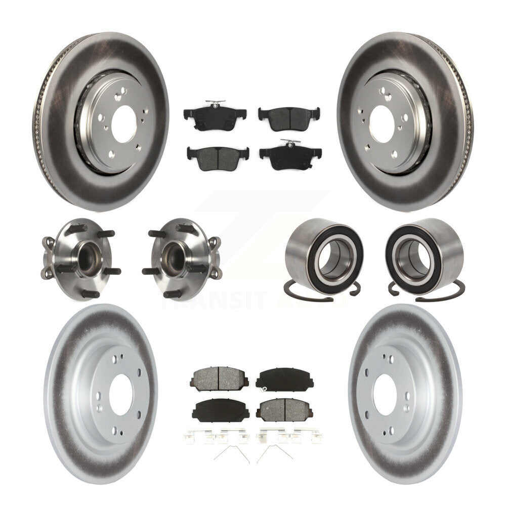 Front Rear Wheel Hub Bearing Coated Disc Brake Rotors And Pads Kit (10Pc) For Honda Civic KBB-114324
