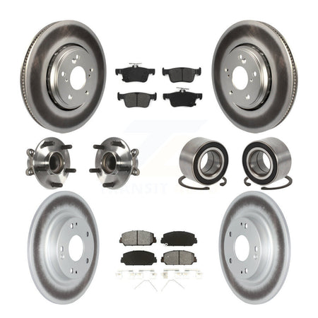 Front Rear Wheel Hub Bearing Coated Disc Brake Rotors And Pads Kit (10Pc) For Honda Civic KBB-114324