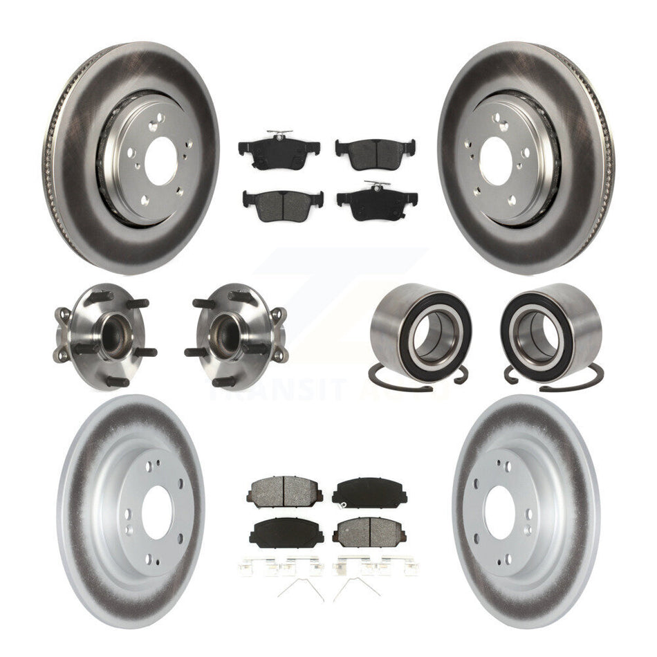 Front Rear Wheel Hub Bearing Coated Disc Brake Rotors And Pads Kit (10Pc) For Honda Civic KBB-114324