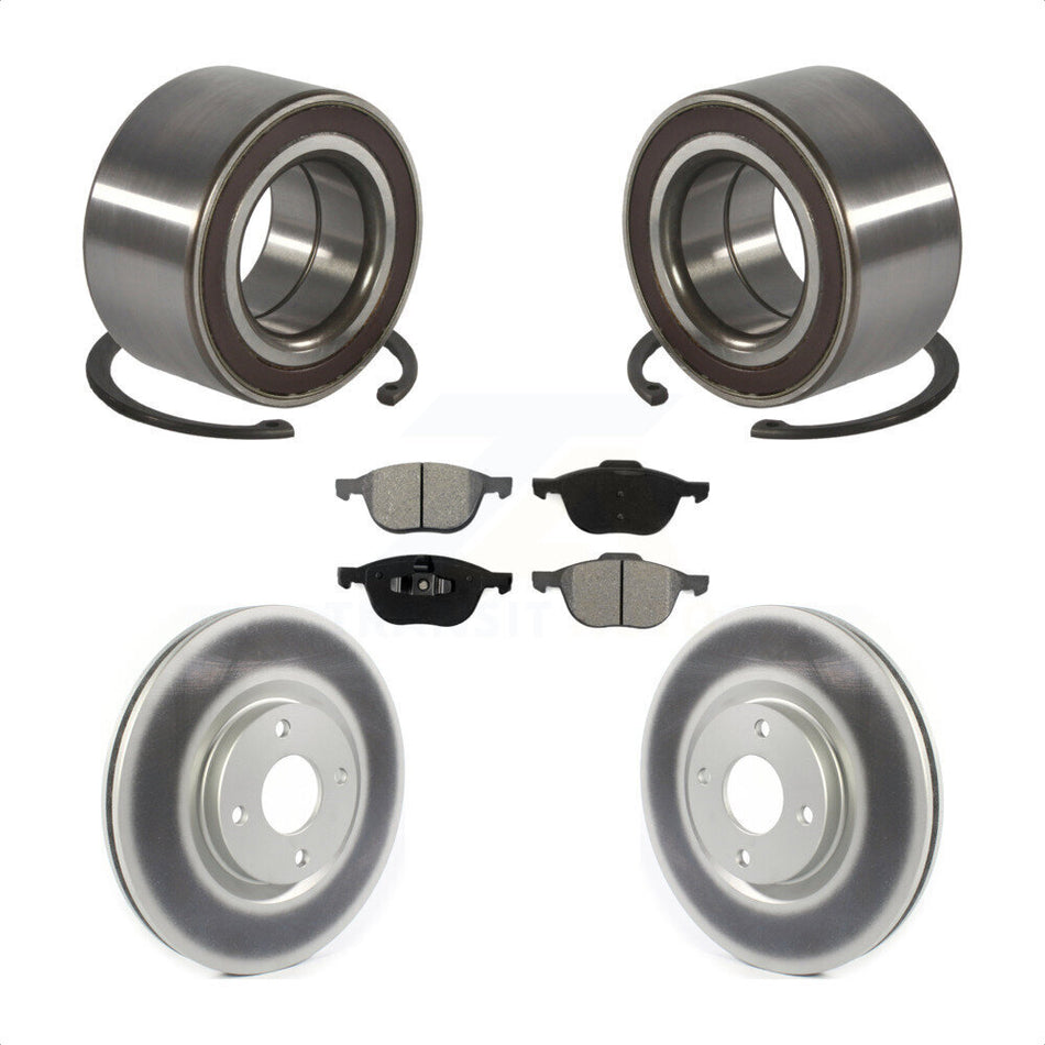 Front Wheel Bearing With Coated Disc Brake Rotors And Semi-Metallic Pads Kit For 2018-2021 Ford EcoSport FWD KBB-114328