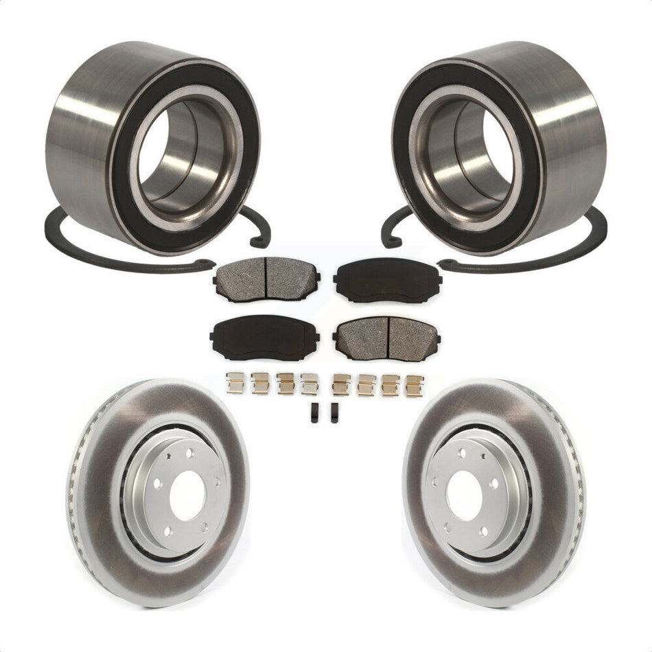 Front Wheel Bearing With Coated Disc Brake Rotors And Semi-Metallic Pads Kit For 2016-2018 Mazda CX-9 KBB-114329
