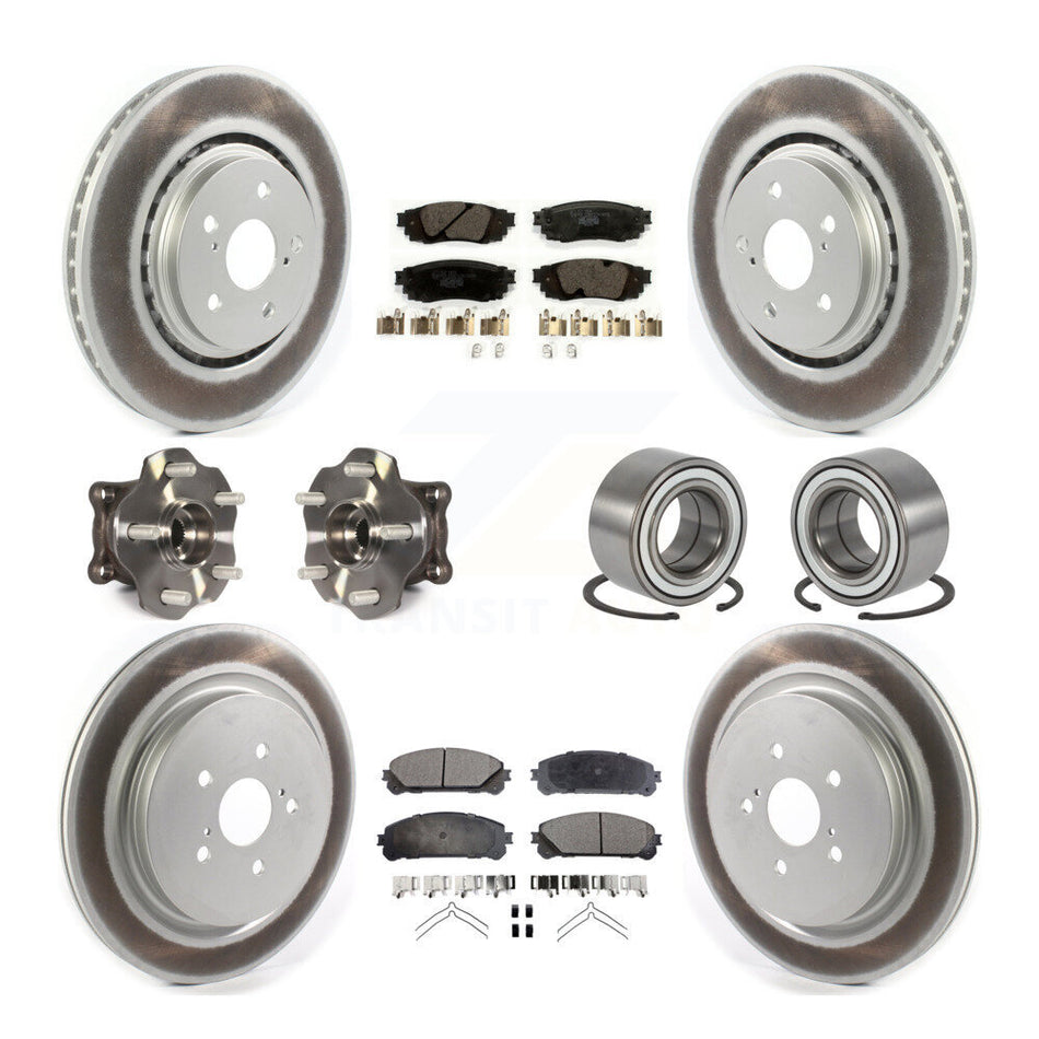 Front Rear Wheel Hub Bearings Assembly Coated Disc Brake Rotors And Ceramic Pads Kit (10Pc) For 2016 Lexus RX350 AWD Excluding Vehicles Manufactured In Japan KBB-114337