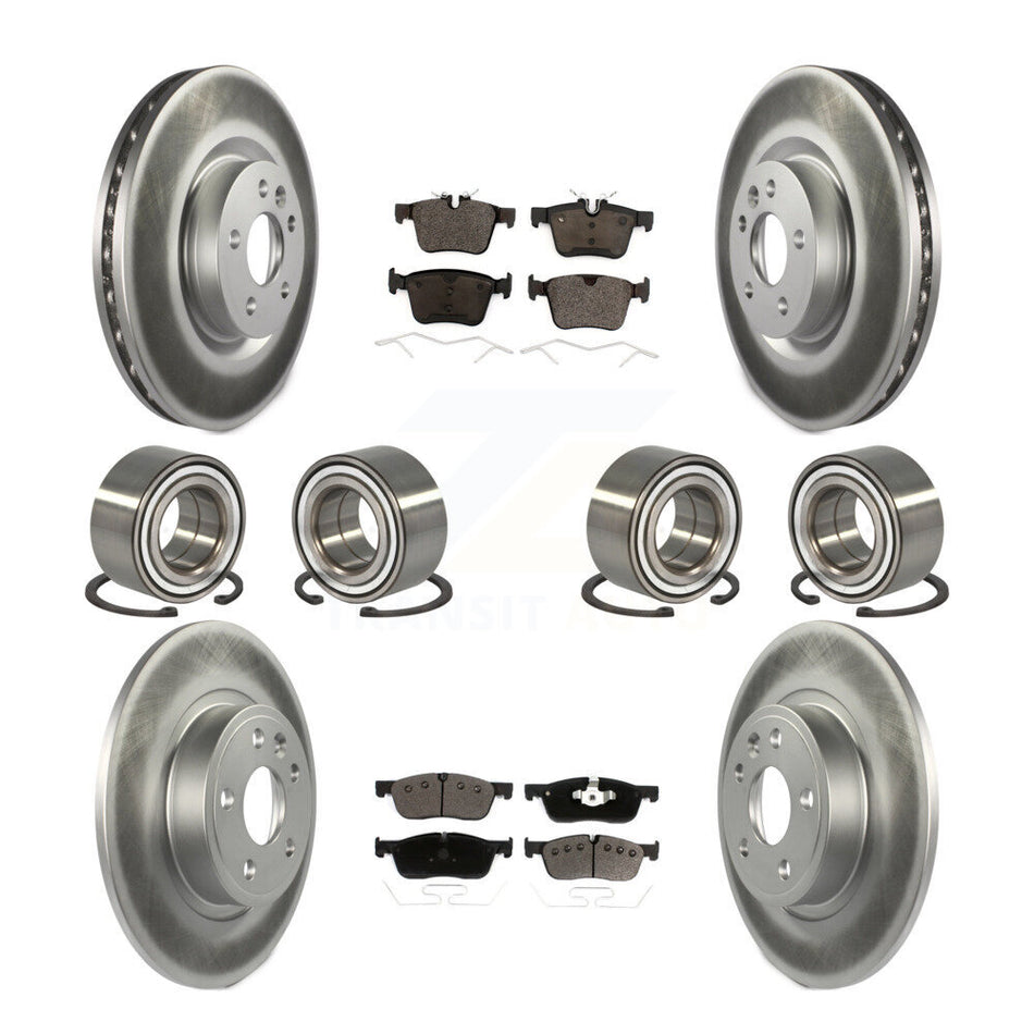 Front Rear Wheel Bearings Coated Disc Brake Rotors And Ceramic Pads Kit (10Pc) For 2015-2017 Land Rover Discovery Sport KBB-114368