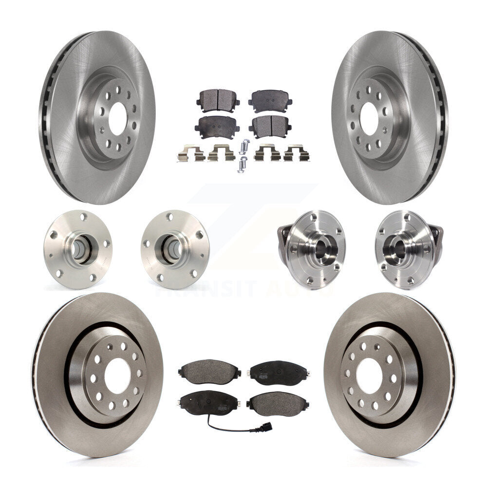 Front Rear Hub Bearings Assembly Disc Brake Rotors And Pads Kit (10Pc) For Volkswagen GTI KBB-114414