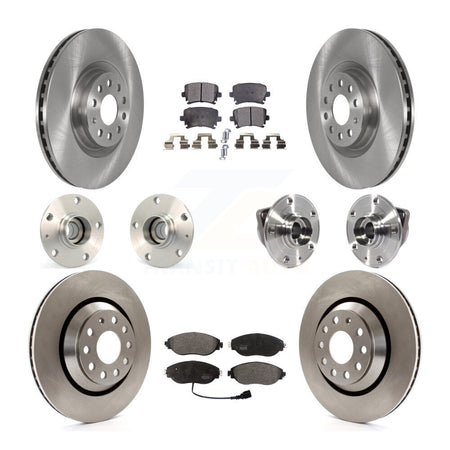 Front Rear Hub Bearings Assembly Disc Brake Rotors And Pads Kit (10Pc) For Volkswagen GTI KBB-114414