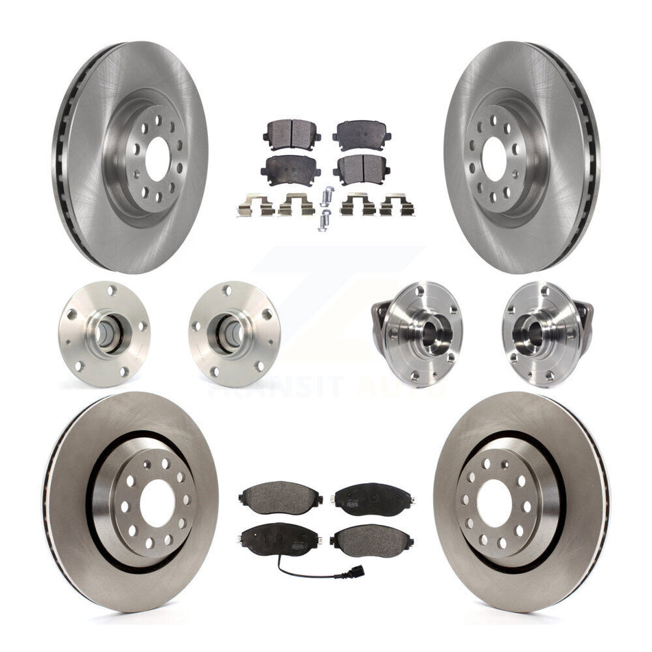 Front Rear Hub Bearings Assembly Disc Brake Rotors And Pads Kit (10Pc) For Volkswagen GTI KBB-114414