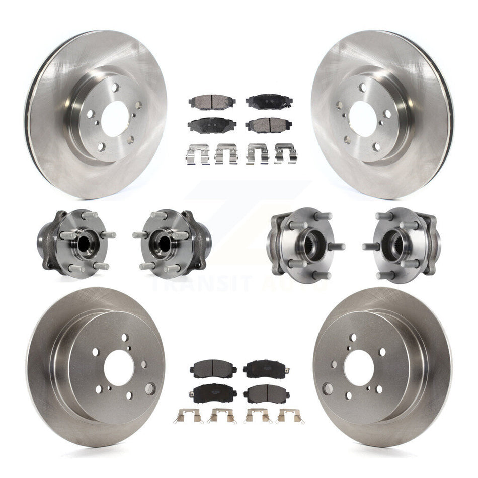 Front Rear Hub Bearings Assembly Disc Brake Rotors And Semi-Metallic Pads Kit (10Pc) For 2017-2019 Subaru Impreza With 276mm Diameter Rotor KBB-114423