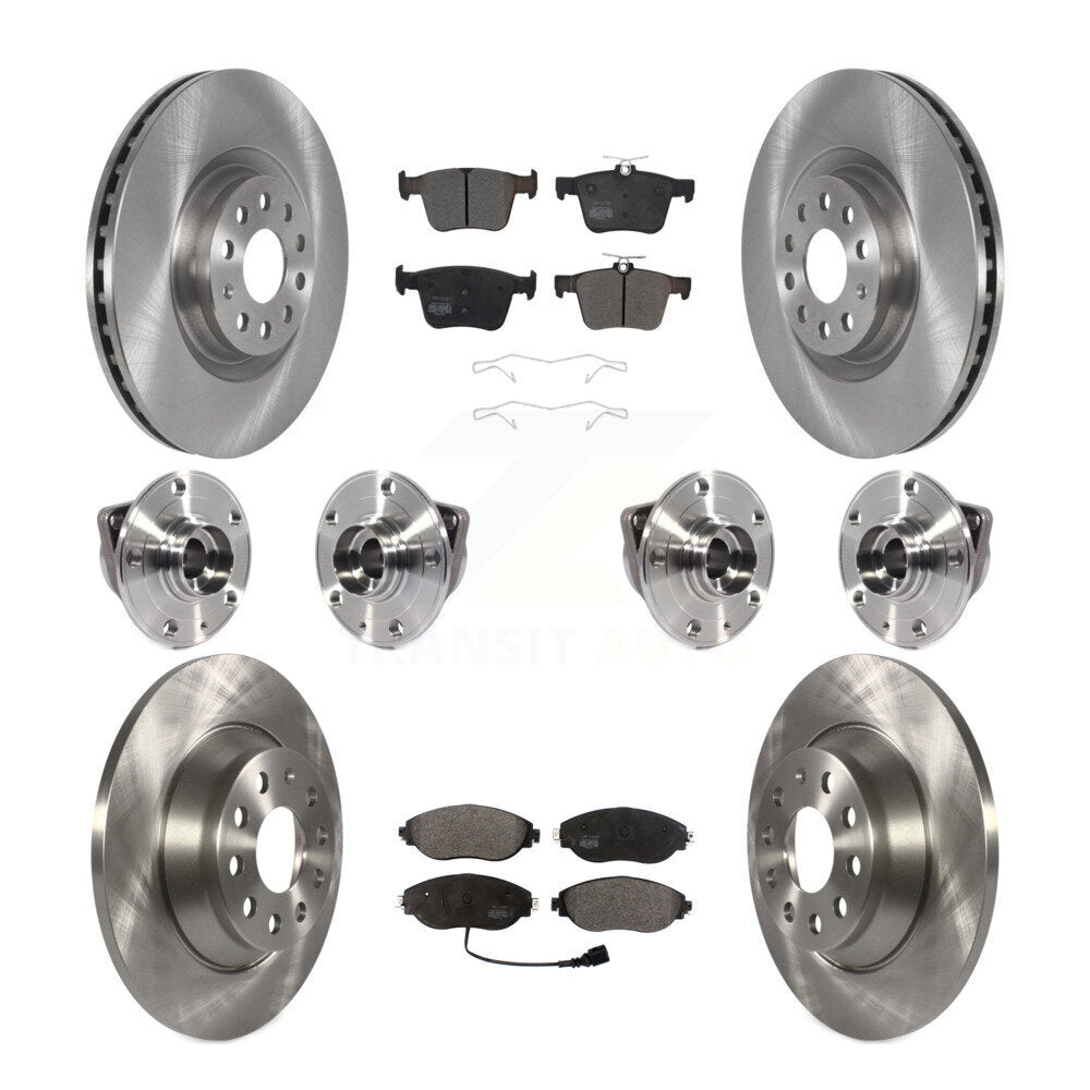 Front Rear Hub Bearing Brake Rotor And Pad Kit (10Pc) For 2018-2022 Volkswagen Tiguan AWD KBB-114439