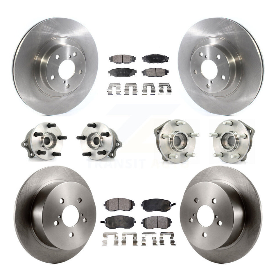 Front Rear Hub Bearings Assembly Disc Brake Rotors And Ceramic Pads Kit (10Pc) For Subaru Outback Legacy With 292mm Diameter Rotor KBB-114469