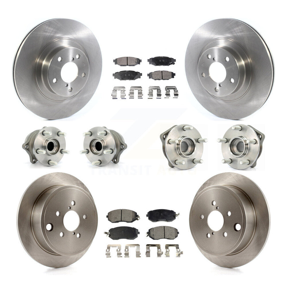 Front Rear Hub Bearings Assembly Disc Brake Rotors And Ceramic Pads Kit (10Pc) For Subaru Outback Impreza Forester Legacy KBB-114476