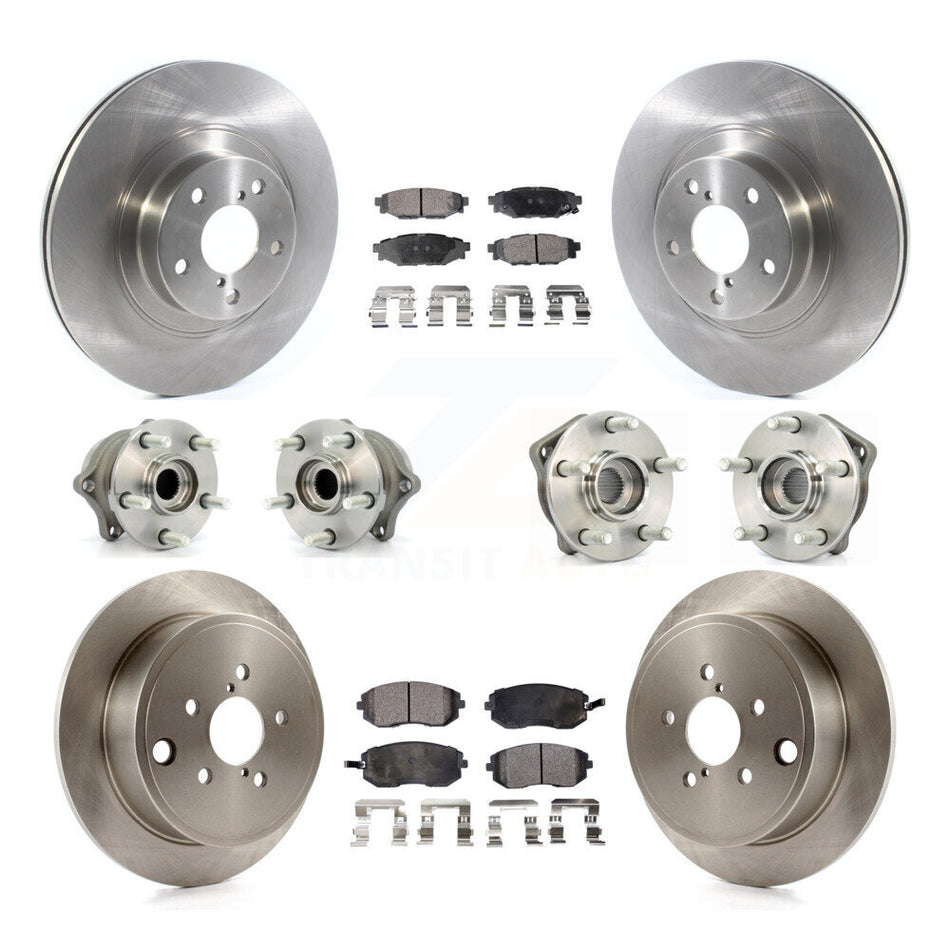 Front Rear Hub Bearings Assembly Disc Brake Rotors And Ceramic Pads Kit (10Pc) For Subaru Outback Forester Impreza Legacy KBB-114477