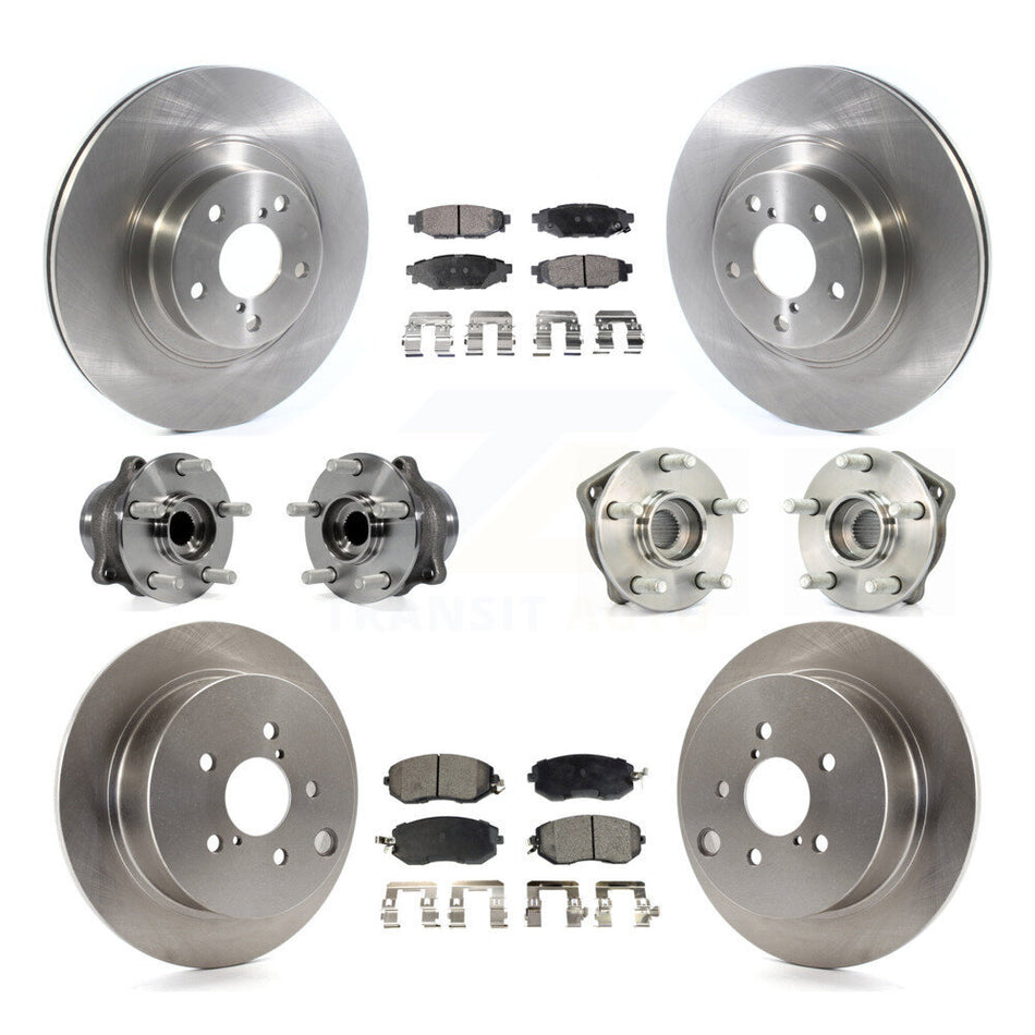 Front Rear Hub Bearings Assembly Disc Brake Rotors And Ceramic Pads Kit (10Pc) For 2013 Subaru XV Crosstrek With 292mm Diameter Rotor KBB-114485