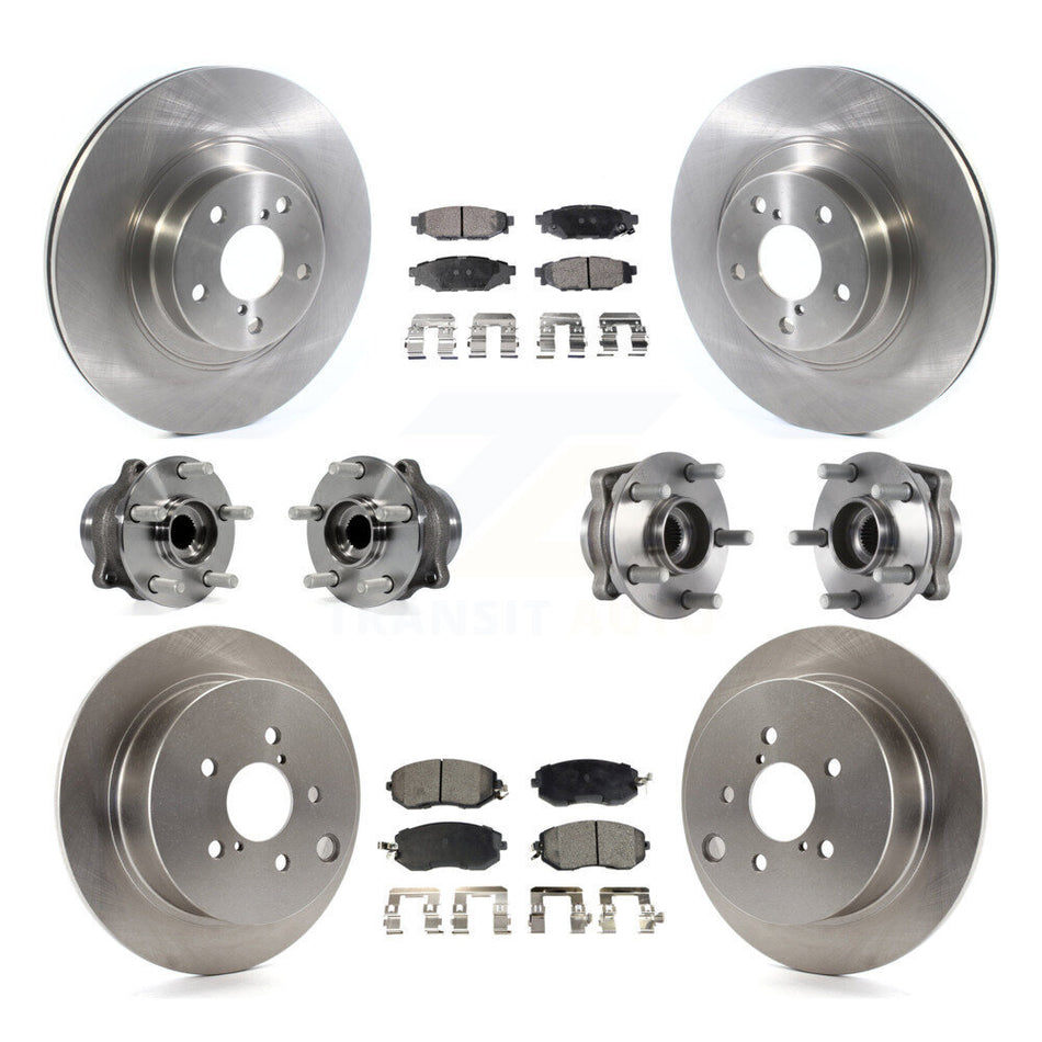 Front Rear Hub Bearings Assembly Disc Brake Rotors And Ceramic Pads Kit (10Pc) For Subaru Forester Crosstrek XV With 292mm Diameter Rotor KBB-114487