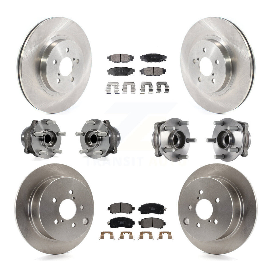 Front Rear Hub Bearings Assembly Disc Brake Rotors And Ceramic Pads Kit (10Pc) For Subaru Crosstrek Impreza KBB-114488
