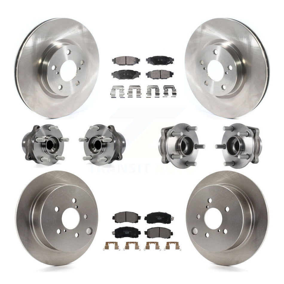 Front Rear Hub Bearings Assembly Disc Brake Rotors And Ceramic Pads Kit (10Pc) For 2017-2019 Subaru Impreza With 276mm Diameter Rotor KBB-114489