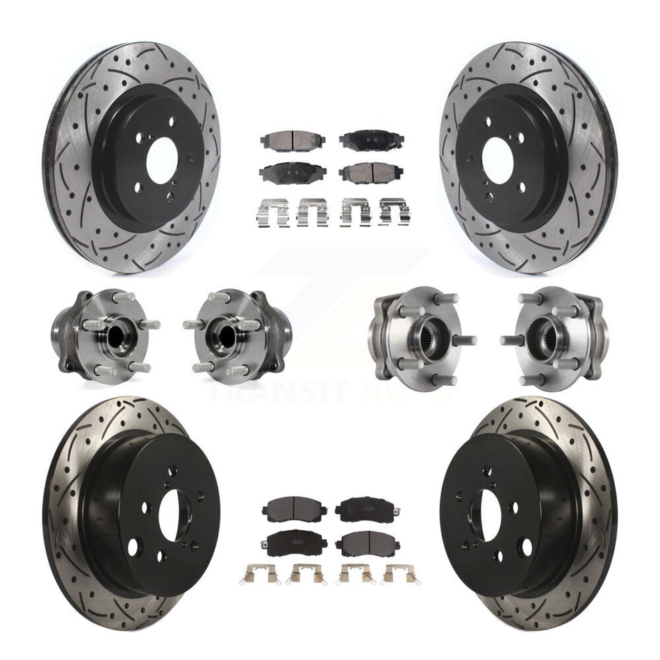 Front Rear Hub Bearings Assembly Coated Disc Brake Rotors And Semi-Metallic Pads Kit (10Pc) For Subaru Crosstrek Impreza KBB-114501
