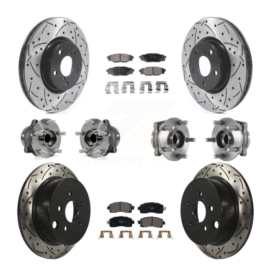Front Rear Hub Bearings Assembly Coated Disc Brake Rotors And Ceramic Pads Kit (10Pc) For 2017-2019 Subaru Impreza With 276mm Diameter Rotor KBB-114568