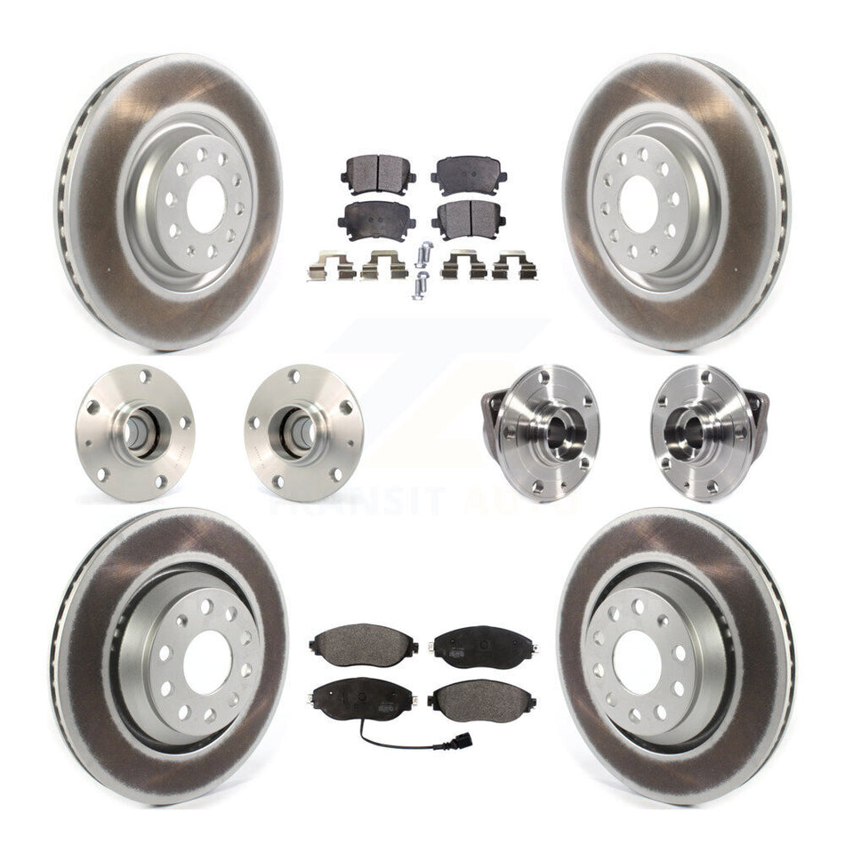 Front Rear Hub Bearings Assembly Coated Disc Brake Rotors And Semi-Metallic Pads Kit (10Pc) For Volkswagen GTI KBB-114612