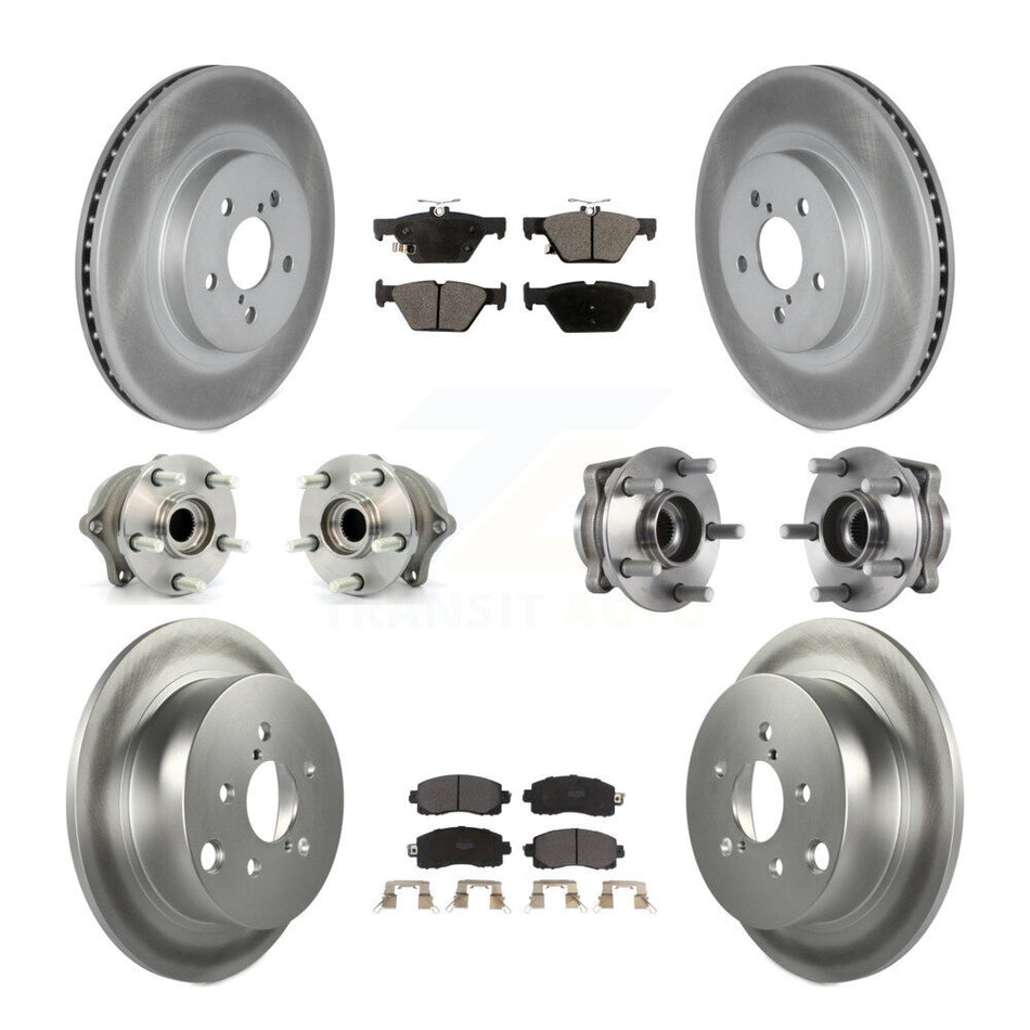 Front Rear Hub Bearings Assembly Coated Disc Brake Rotors And Semi-Metallic Pads Kit (10Pc) For Subaru Crosstrek KBB-114616
