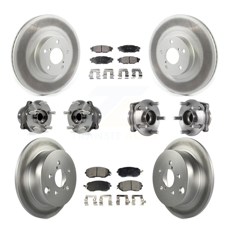 Front Rear Hub Bearings Assembly Coated Disc Brake Rotors And Semi-Metallic Pads Kit (10Pc) For Subaru Forester Crosstrek XV With 292mm Diameter Rotor KBB-114621