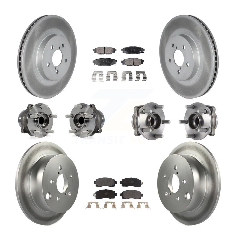 Front Rear Hub Bearings Assembly Coated Disc Brake Rotors And Semi-Metallic Pads Kit (10Pc) For Subaru Crosstrek Impreza KBB-114622