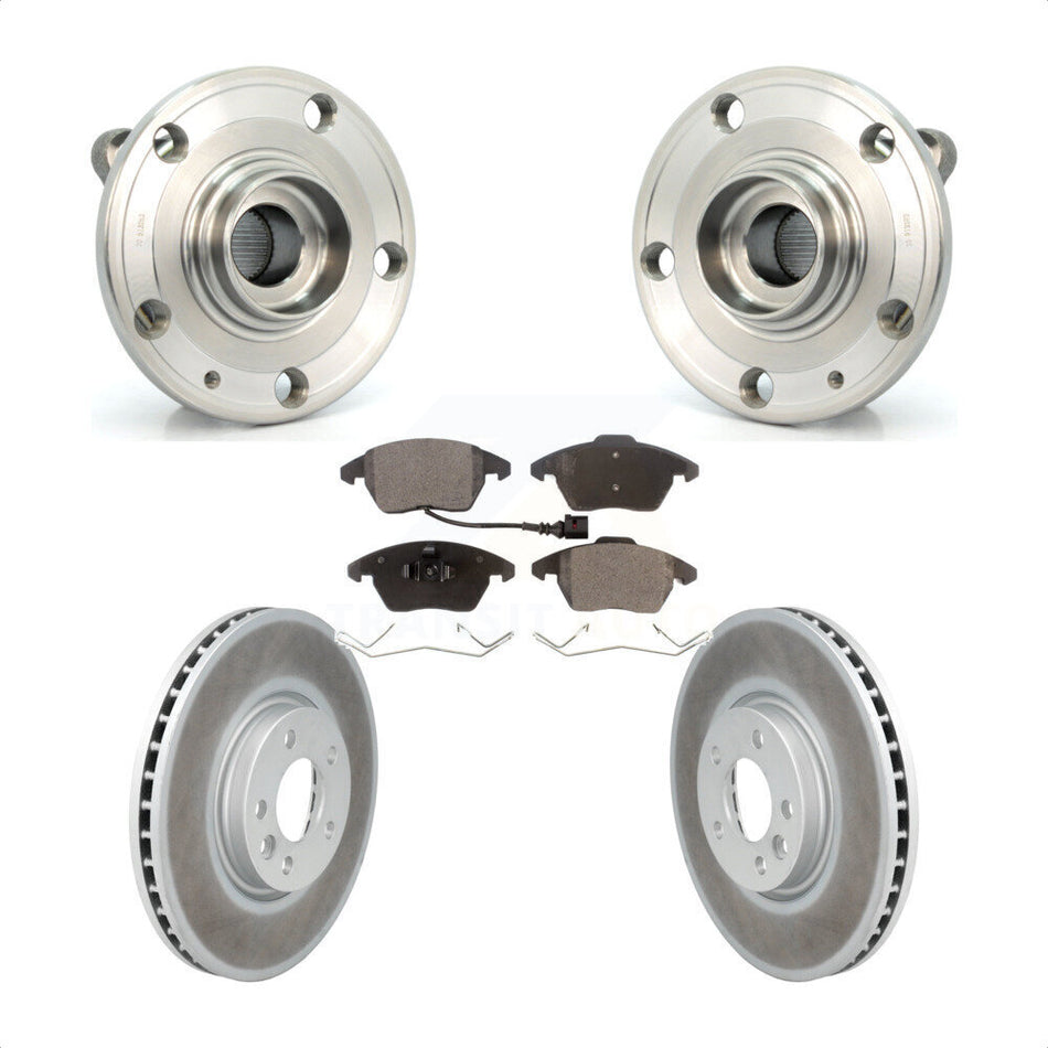 Front Hub Bearing Assembly With Coated Disc Brake Rotors And Semi-Metallic Pads Kit For Volkswagen CC 340mm Diameter Rotor KBB-114632