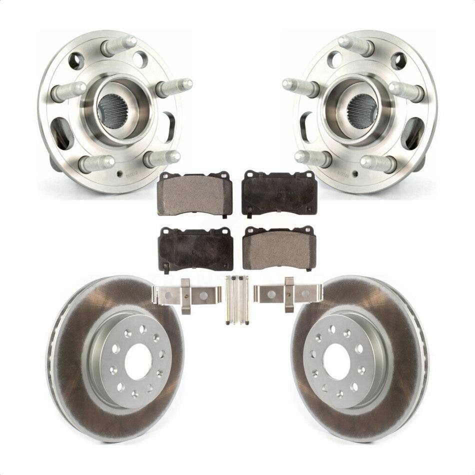 Front Hub Bearing Assembly With Coated Disc Brake Rotors And Semi-Metallic Pads Kit For Cadillac CTS KBB-114645