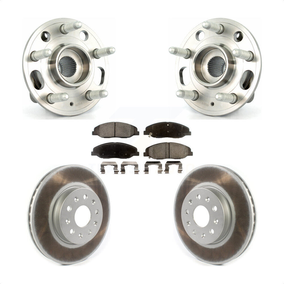Front Hub Bearing Assembly With Coated Disc Brake Rotors And Semi-Metallic Pads Kit For Cadillac CTS Without Heavy Duty Brakes KBB-114647