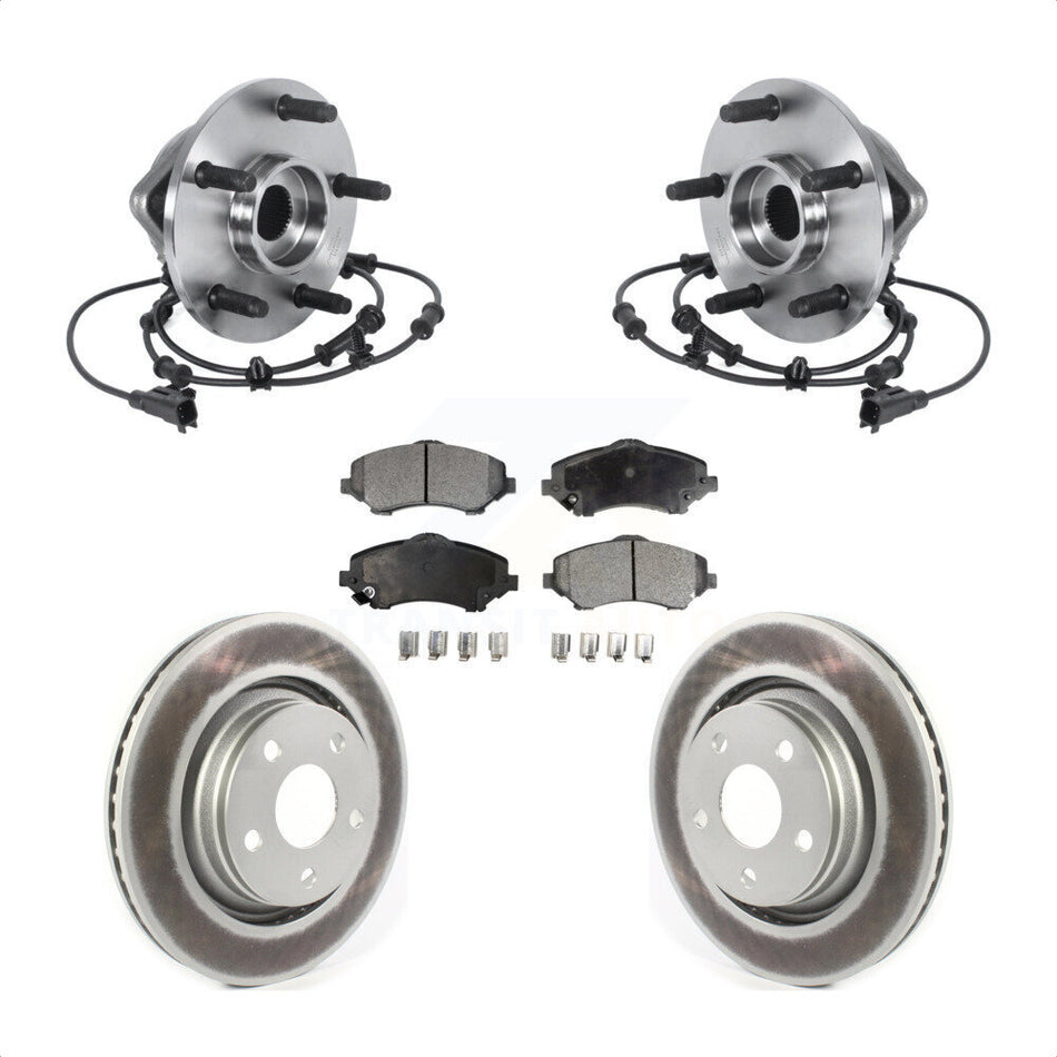 Front Hub Bearing Assembly Coated Disc Brake Rotors And Pads Kit For Jeep Wrangler KBB-114651