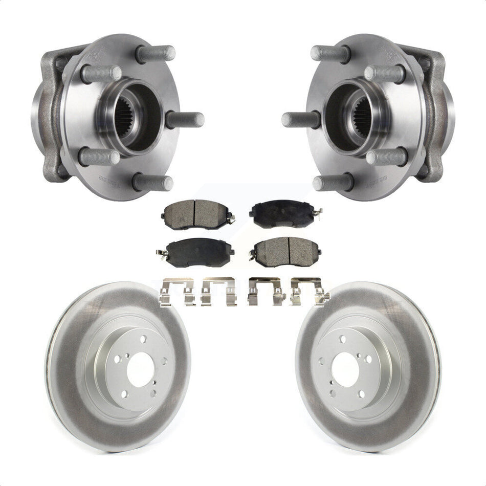 Front Hub Bearing Assembly With Coated Disc Brake Rotors And Semi-Metallic Pads Kit For Subaru Forester Crosstrek XV 292mm Diameter Rotor KBB-114656
