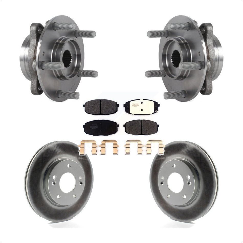 Front Hub Bearing Assembly With Coated Disc Brake Rotors And Semi-Metallic Pads Kit For 2018-2020 Hyundai Elantra GT Base KBB-114659