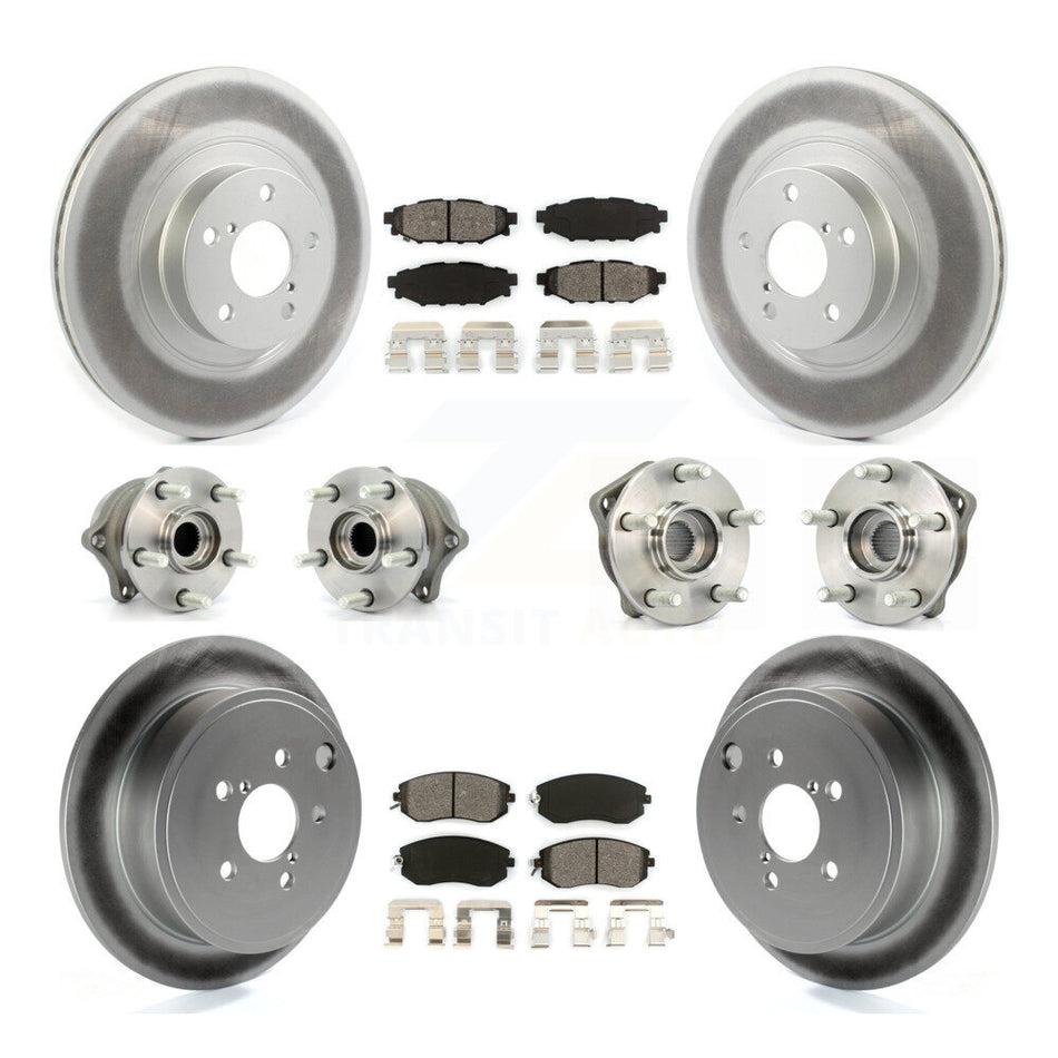 Front Rear Hub Bearings Assembly Coated Disc Brake Rotors And Semi-Metallic Pads Kit (10Pc) For Subaru Outback Impreza Forester Legacy KBB-114670