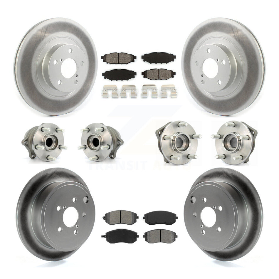 Front Rear Hub Bearings Assembly Coated Disc Brake Rotors And Semi-Metallic Pads Kit (10Pc) For Subaru Outback Forester Impreza Legacy KBB-114671