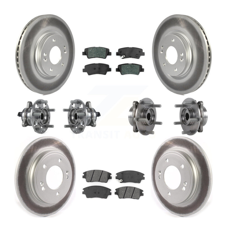 Front Rear Hub Bearings Assembly Coated Disc Brake Rotors And Semi-Metallic Pads Kit (10Pc) For Hyundai Elantra 1.6L KBB-114683